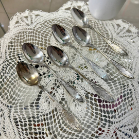 Чайные ложки "Пламя" Кольчугинский завод. Мнц с серебрением. Винтаж, СССР. Цена 6шт. Картинка 1